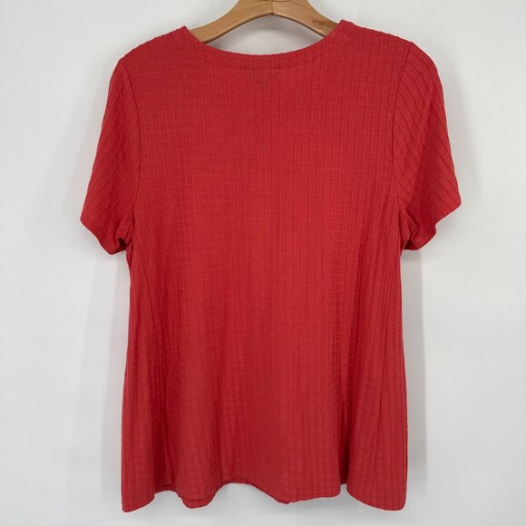 J. Jill Wearever  coral Short Sleeve Textured Knit Top Womens size Medium - Picture 13 of 13